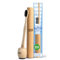 Charcoal Toothbrush with Bamboo Travel Case & Stand